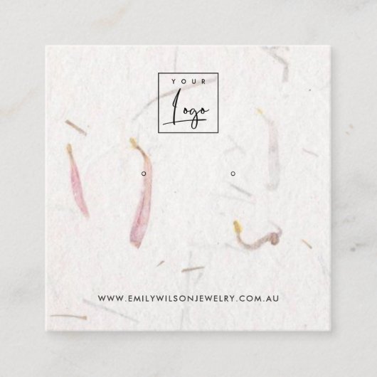 BLUSH PETAL HANDMADE PAPIER STUD EARRING DISPLAY QUADRATISCHE VISITENKARTE (Vorderseite)