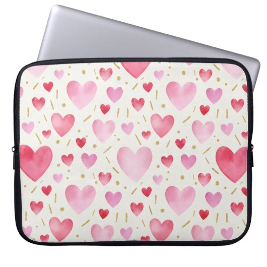 Blush Petal Watercolor Hearts Laptopschutzhülle (Vorderseite)