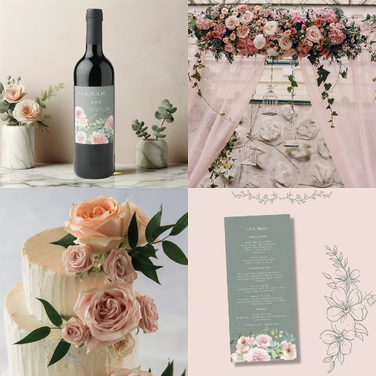 Blush Petals & Sage Succules Minimal botanisch Geschenktütchen