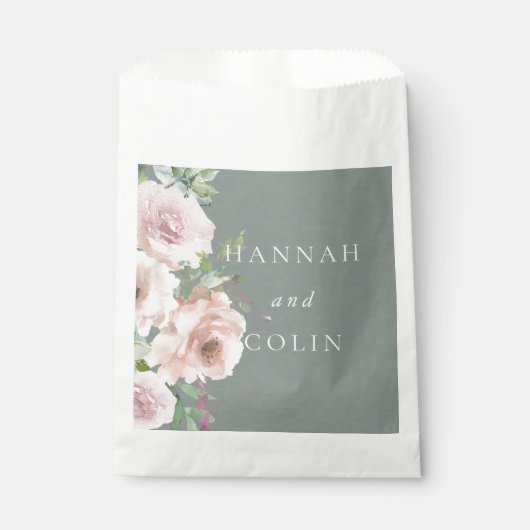 Blush Petals & Sage Succules Minimal botanisch Geschenktütchen (Vorderseite)