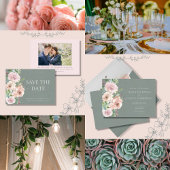 Blush Petals & Sage Succules Minimal botanisch Save The Date