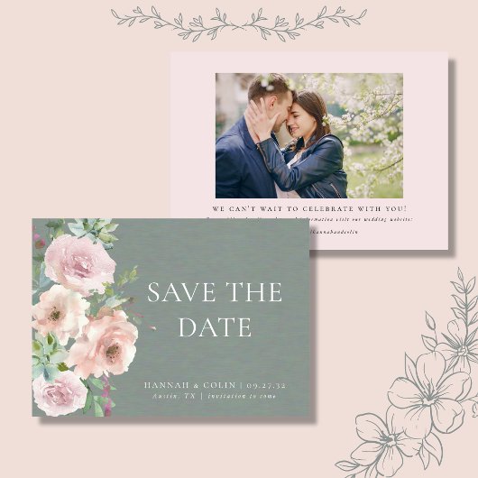 Blush Petals & Sage Succules Minimal botanisch Save The Date