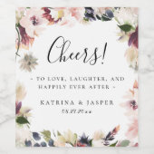 Blush Pflaume Rustikale Blumenzarge Hochzeit Weinetikett (Einzelnes Label)