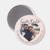 Blush Photo Modern Script Save the Date Magnet (Vorderseite/Rückseite)