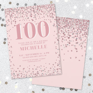 Blush Pink 100. Geburtstag Einladung