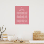 Blush Pink 12 Taufen Seating Chart Poster (Küche)
