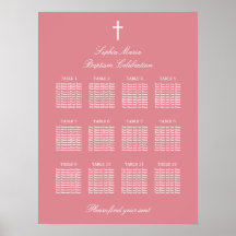 Blush Pink 12 Taufen Seating Chart Poster