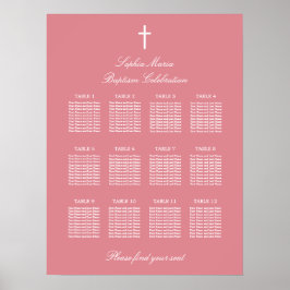 Blush Pink 12 Taufen Seating Chart Poster
