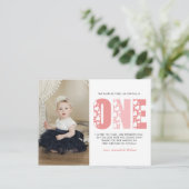 Blush Pink 1. Geburtstag Danke Postcard Postkarte (Stehend Vorderseite)