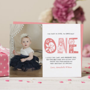 Blush Pink 1. Geburtstag Vielen Dank Postkarte