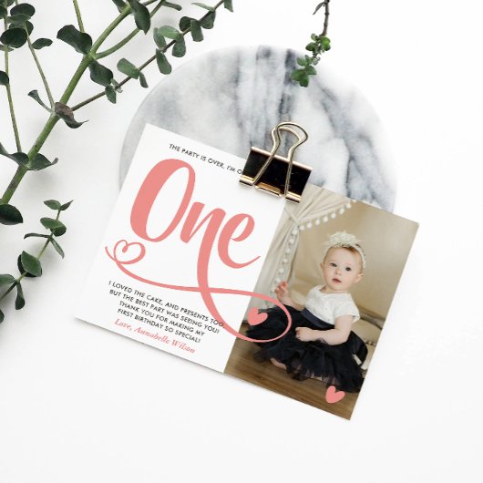 Blush Pink 1. Geburtstag Vielen Dank Postkarte