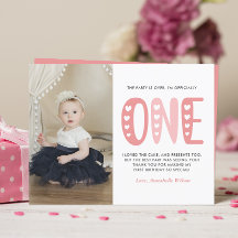 Blush Pink 1st Birthday Thank You Postcard