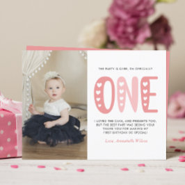 Blush Pink 1st Birthday Thank You Postcard Postkarte