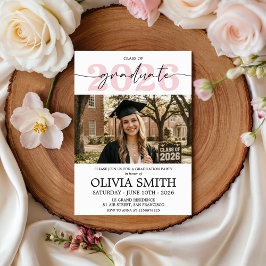 Blush Pink 2026 Photo Graduation Invite Einladung