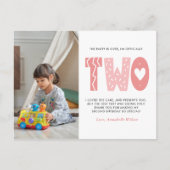 Blush Pink 2. Geburtstag Vielen Dank Postkarte (Vorderseite)