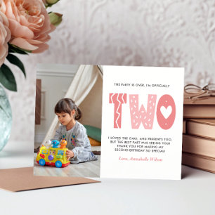 Blush Pink 2. Geburtstag Vielen Dank Postkarte