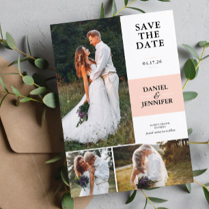 Blush Pink 3-Foto Galerie Hochzeit speichern das D Save The Date