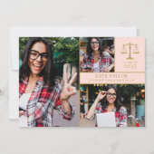 Blush Pink 3 Foto Law School Graduation Party Einladung (Vorderseite)