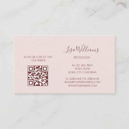 Blush Pink 3D Flowers Visitenkarte (Rückseite)