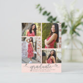 Blush Pink 4 Foto Budget Abschluss Skript einladen (Stehend Vorderseite)