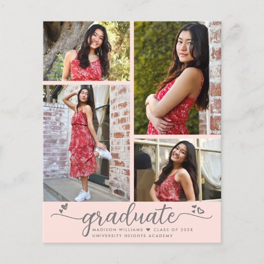 Blush Pink 4 Foto Budget Abschluss Skript einladen (Vorderseite)