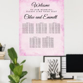 Blush Pink 5-Tisch Hochzeitsstuhlkarton Poster (Heimbüro)