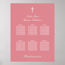 Blush Pink 6 Tischtaufe Sitzkarte Poster