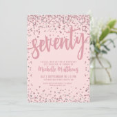 Blush Pink 70. Geburtstag Einladung (Stehend Vorderseite)