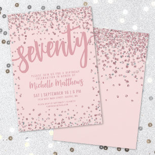 Blush Pink 70. Geburtstag Einladung