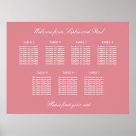 Blush Pink 7 Tabelle Hochzeitsdiagramm Poster