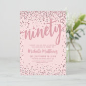 Blush Pink 90. Geburtstag Einladung (Stehend Vorderseite)