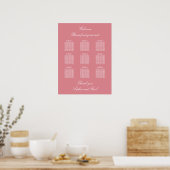 Blush Pink 9 Tabelle Hochzeitsdiagramm Poster (Küche)