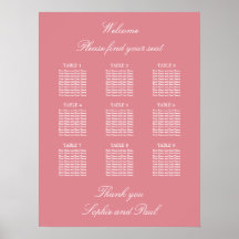 Blush Pink 9 Tabelle Hochzeitsdiagramm Poster