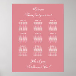 Blush Pink 9 Tabelle Hochzeitsdiagramm Poster