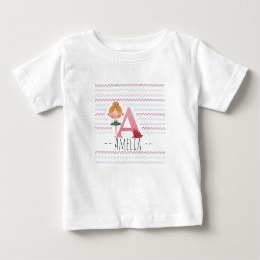 Blush Pink "A Monogram Ballerina" Baby T-shirt (Vorderseite)