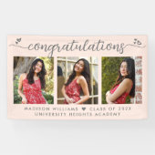 Blush Pink Abschluss 3 Foto Moderne Skriptschwerpu Banner (Horizontal)