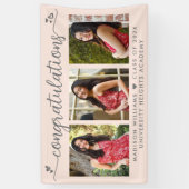 Blush Pink Abschluss 3 Foto Moderne Skriptschwerpu Banner (Vertikal)