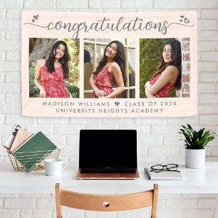 Blush Pink Abschluss 3 Foto Moderne Skriptschwerpu Banner