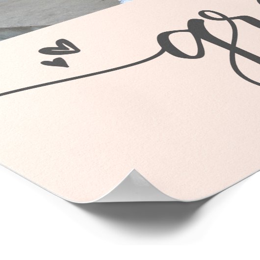 Blush Pink Abschluss 4 Foto Gray Script Herz Poster (Ecke)
