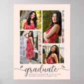 Blush Pink Abschluss 4 Foto Gray Script Herz Poster (Vorne)