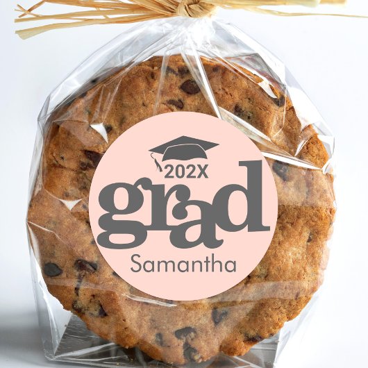 Blush Pink Abschluss Fett Moderne Typografie Runder Aufkleber