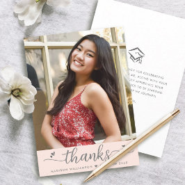 Blush Pink Abschluss Foto Moderne Skriptherzen Dankeskarte