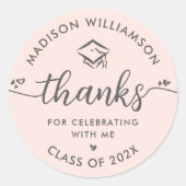 Blush Pink Abschluss Modern Vielen Dank, dass Sie  Runder Aufkleber (Vorderseite)