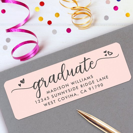 Blush Pink Abschluss Script Herzstück Moderne Adre