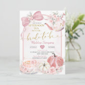 Blush Pink Afternoon Tea Party Bridal Shower Einladung (Stehend Vorderseite)