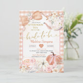 Blush Pink Afternoon Tea Party Bridal Shower Einladung (Stehend Vorderseite)