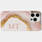 Blush Pink Agate Elegant Chic Initial Monogram Case-Mate iPhone Hülle (Rückseite (Horizontal))