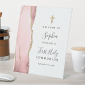 Blush Pink Agate Gold Erste heilige Kommune Willko Sockelschild (In Situ)