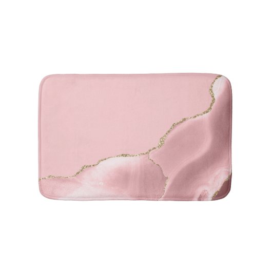 Blush Pink Agate Gold Glitter Badematte (Vorderseite)