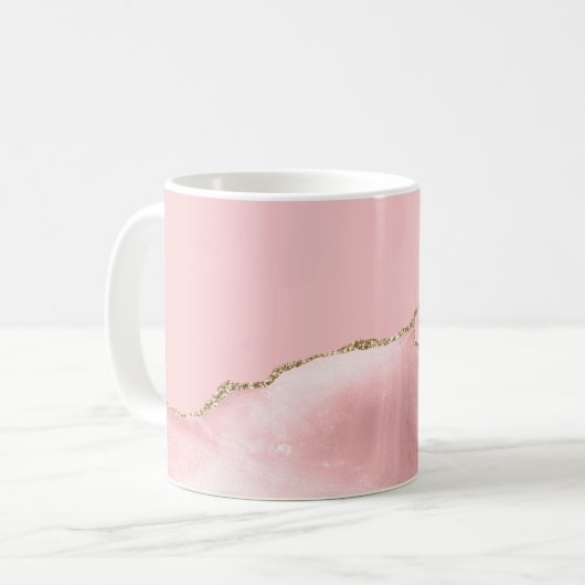 Blush Pink Agate Gold Glitter Kaffeetasse (Vorderseite Links)